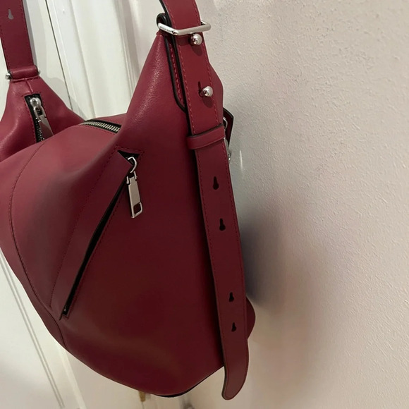 Large Marc Jacobs red burgundy leather handbag tote hobo shoulder bag like new - Picture 4 of 9